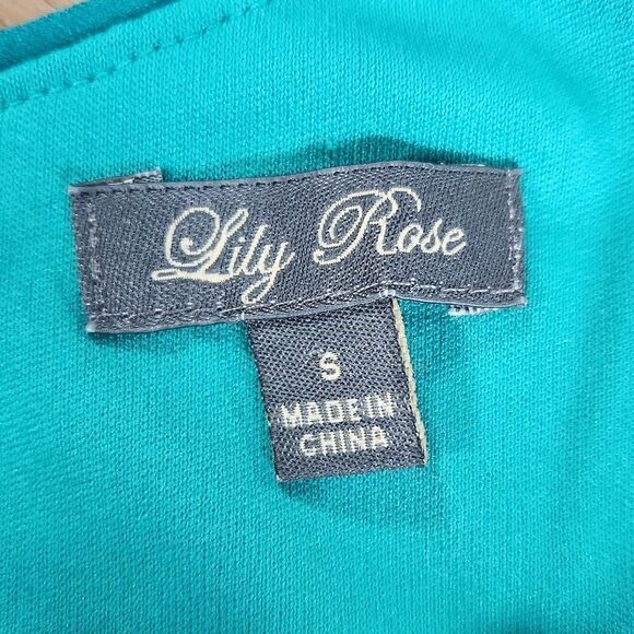 🔺️Lily Rose Teal Sequined One Shoulder Belted Sash Dress Small - Picture 9 of 12